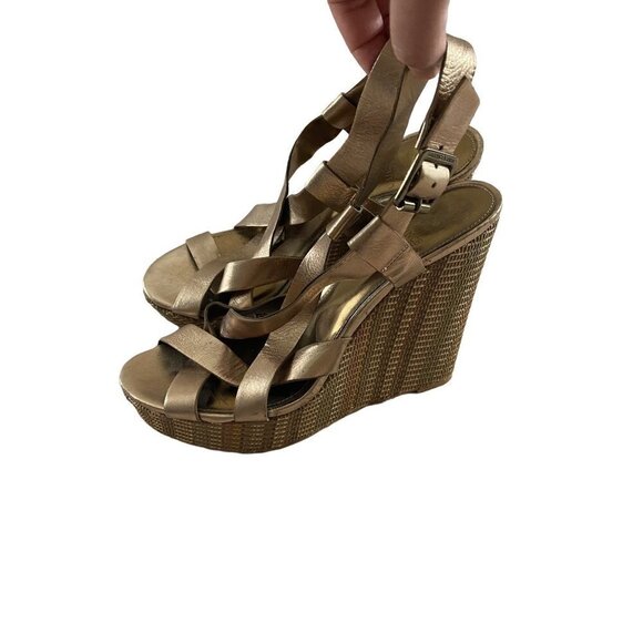Vince Camuto Gold Wedge Hattie Espadrilles Sandals - 10B - Picture 2 of 12